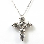 14K WHITE GOLD DIAMOND CROSS PENDANT