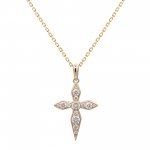 14K YELLOW GOLD DIAMOND CROSS PENDANT