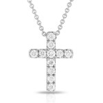 14K WHITE GOLD DIAMOND CROSS PENDANT