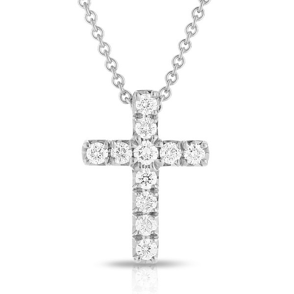 14K WHITE GOLD DIAMOND CROSS PENDANT