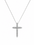 14K WHITE GOLD DIAMOND CROSS PENDANT