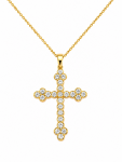 14K YELLOW GOLD DIAMOND CROSS NECKLACE