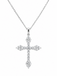 14K WHITE GOLD DIAMOND CROSS NECKLACE
