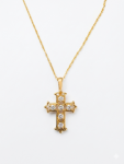 14K YELLOW GOLD DIAMOND CROSS NECKLACE