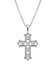 14K WHITE GOLD DIAMOND CROSS NECKLACE