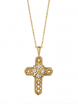 14K YELLOW GOLD DIAMOND CROSS NECKLACE