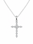 14K WHITE GOLD DIAMOND CROSS NECKLACE