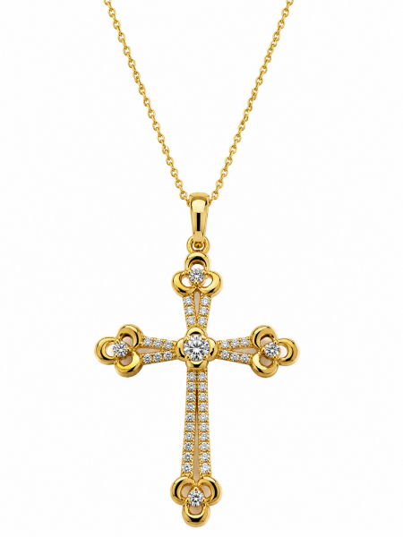 14K YELLOW GOLD DIAMOND CROSS