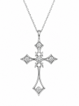 14K WHITE GOLD DIAMOND CROSS PENDANT