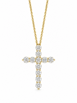 14K YELLOW GOLD DIAMOND CROSS NECKLACE