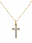 14K YELLOW GOLD DIAMOND CROSS NECKLACE