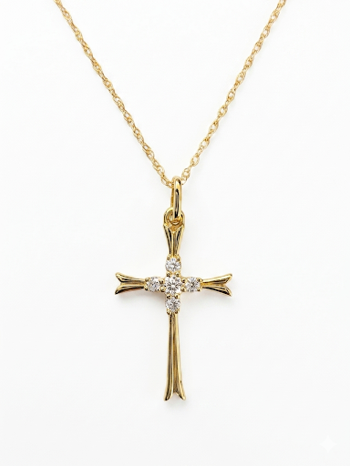 14K YELLOW GOLD DIAMOND CROSS