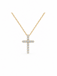 14K YELLOW GOLD DIAMOND CROSS NECKLACE