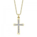 14K TWO TONE GOLD DIAMOND CROSS