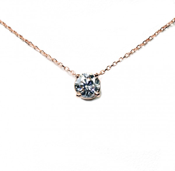 14K Rose Gold 0.96Ct Round Diamond Pendant