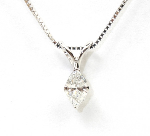 14K WHITE GOLD .20CT MARQUISE SOLITAIRE PENDANT