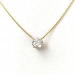 14K Yellow Gold Diamond Solitaire Pendant Necklace 1.20ct