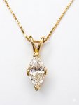 14K YELLOW GOLD DIAMOND MARQUISE SOLITAIRE NECKLACE