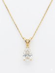 14K YELLOW GOLD DIAMOND PEAR SOLITAIRE NECKLACE