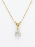 14K YELLOW GOLD DIAMOND PEAR SOLITAIRE NECKLACE