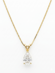14K YELLOW GOLD DIAMOND PEAR SOLITAIRE NECKLACE