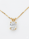 14K YELLOW GOLD DIAMOND OVAL SOLITAIRE NECKLACE