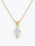 14K YELLOW GOLD DIAMOND MARQUISE SOLITAIRE NECKLACE 1.00CT