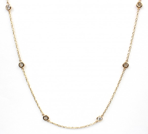 14K YELLOW GOLD DIAMOND 1.15CTW STATION NECKLACE