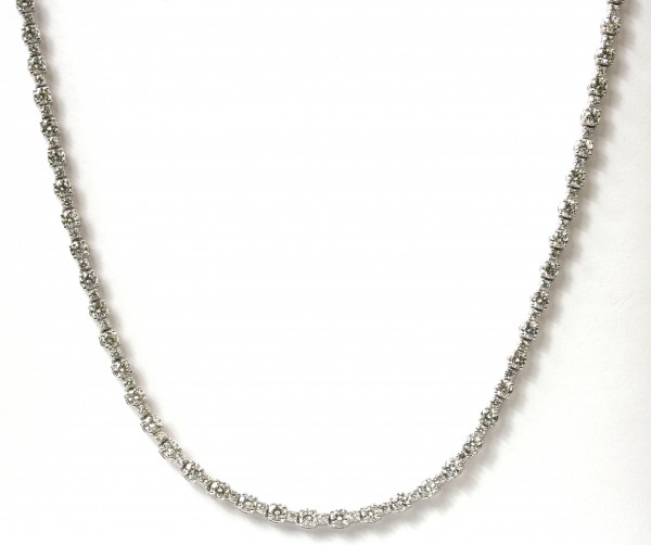 14K WHITE GOLD DIAMOND TENNIS NECKLACE 10.91 CTW
