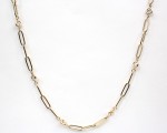 14K YELLOW GOLD DIAMOND PAPERCLIP NECKLACE