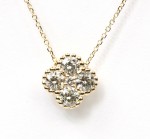14K YELLOW GOLD DIAMOND CLOVER SLIDER NECKLACE
