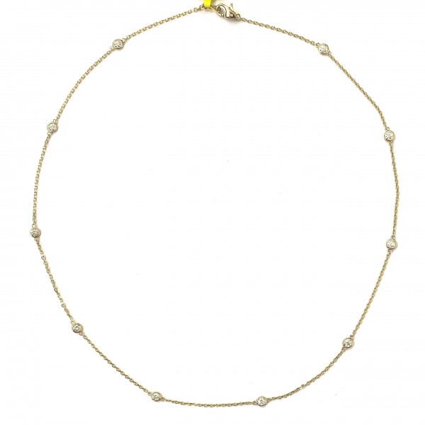 14K YELLOW GOLD DIAMOND STATION NECKLACE