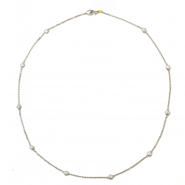 14K WHITE GOLD DIAMOND  STATION NECKLACE