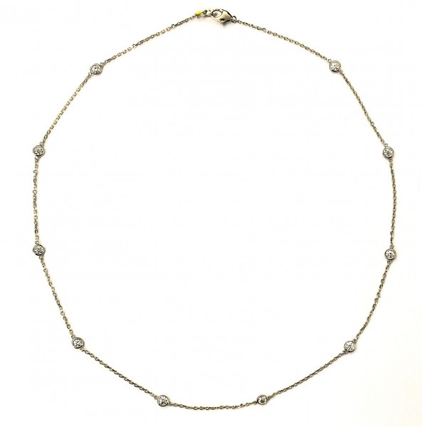 14K YELLOW GOLD DIAMOND STATION  NECKLACE
