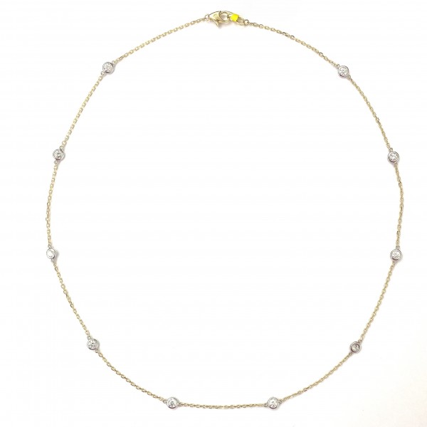 14K YELLOW & WHITE GOLD DIAMOND BY THE YARD NECKLACE