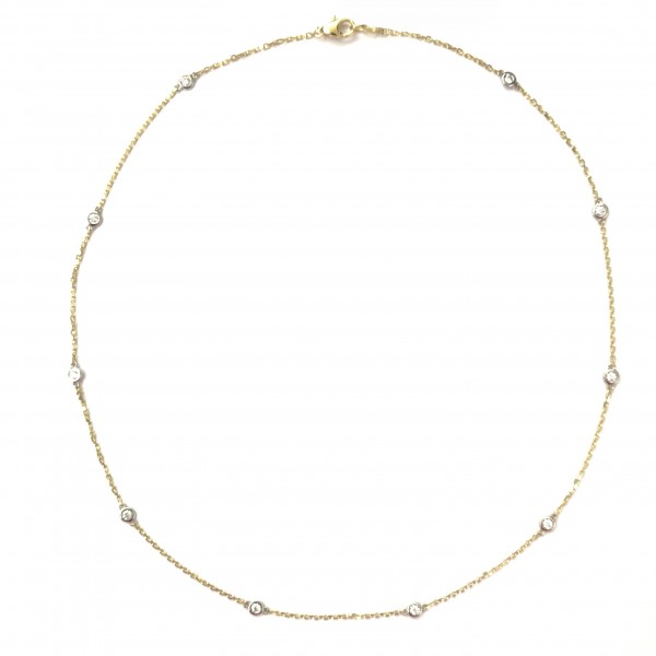 14K YELLOW & WHITE GOLD DIAMOND BY THE YARD NECKLACE