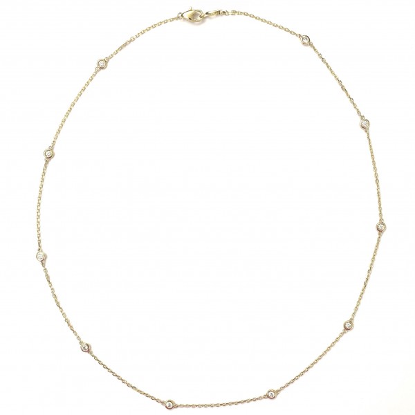 14K YELLOW & WHITE GOLD DIAMOND BY THE YARD NECKLACE