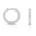 14K WHITE GOLD DIAMOND HUGGIE EARRINGS