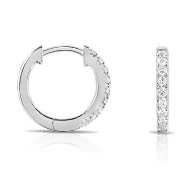 14K WHITE GOLD DIAMOND HUGGIE EARRINGS