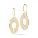 14K Yellow Gold Hammered Oval Diamond Dangle Earrings