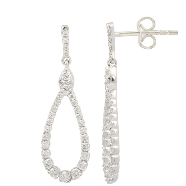 14K White And Yellow Gold Diamond Drop Earrings