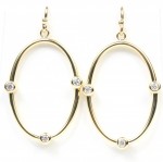 14K Yellow Gold .22Ctw Diamond Oval Loop Earrings