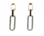 14K Two Tone Gold .78Ctw Diamond Paperclip Link Earrings