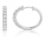14K WHITE GOLD DIAMOND HOOP EARRINGS