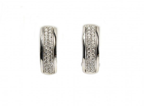 14K WHITE GOLD 1/2CTW DIAMOND HOOP EARRINGS