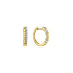 14K YELLOW GOLD DIAMOND BEAD PAVE HUGGIE EARRINGS