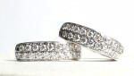 14K WHITE GOLD DOUBLE ROW DIAMOND HOOP EARRINGS