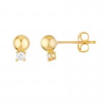 14K YELLOW GOLD DIAMOND AND BALL STUD EARRINGS