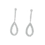 14K WHITE GOLD PAVE DIAMOND PEAR DROP EARRINGS