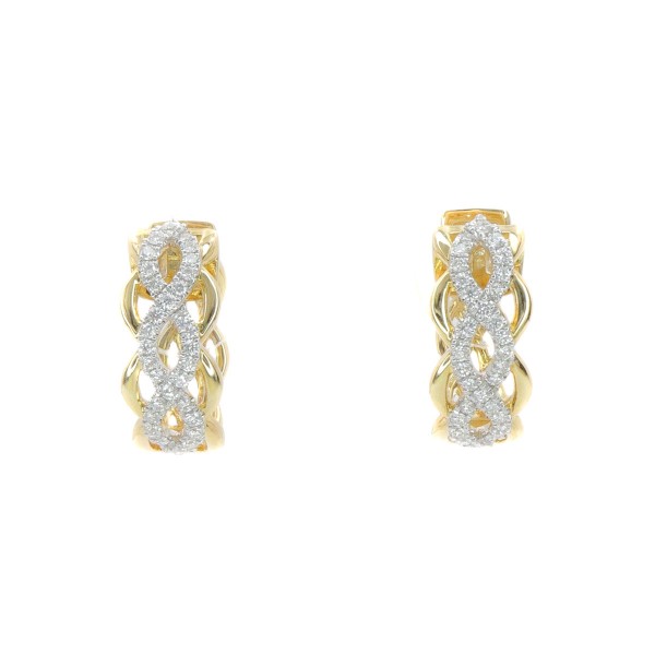 14K WHITE & YELLOW GOLD DIAMOND HOOP EARRINGS